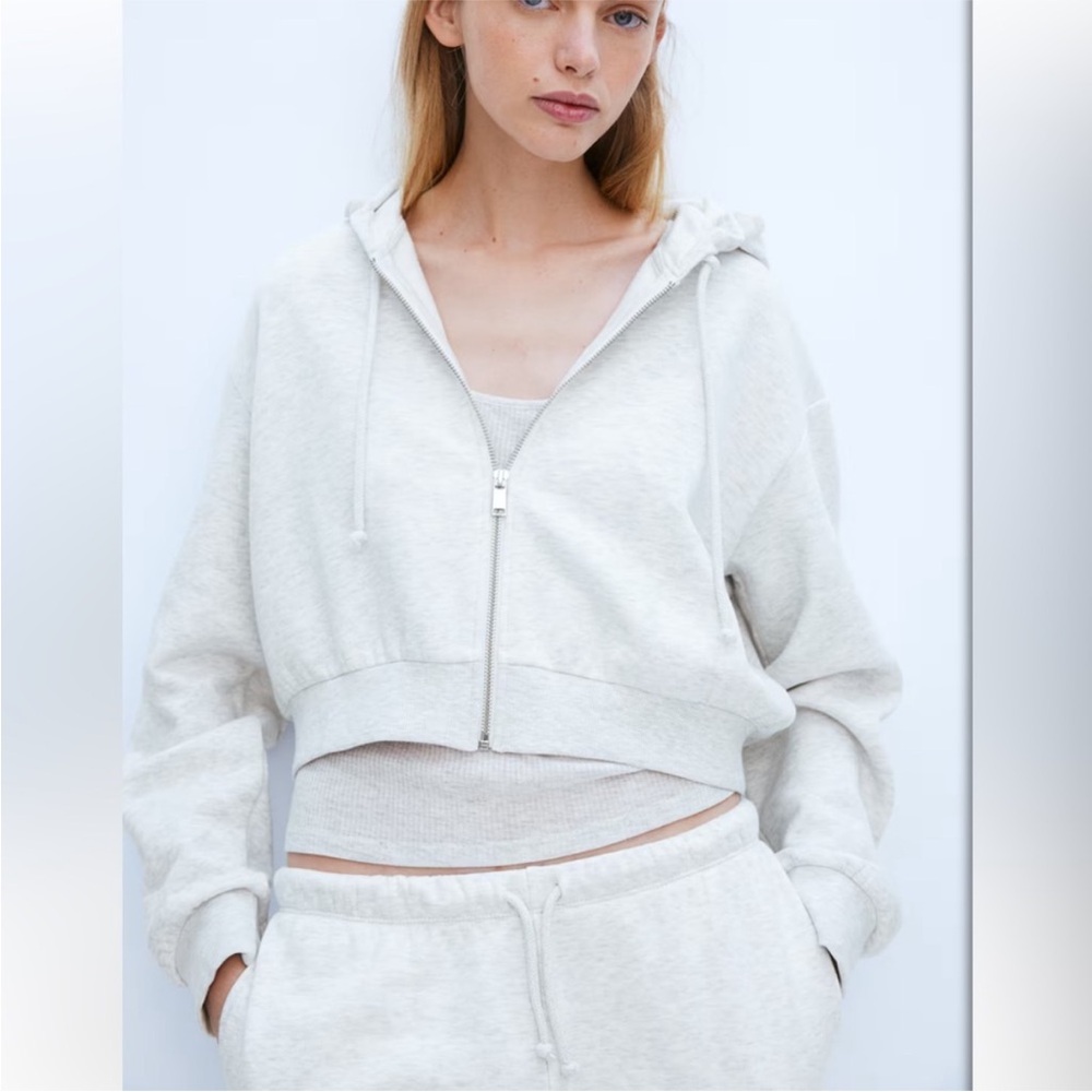 H&M Light Gray Zip-Up Hoodie